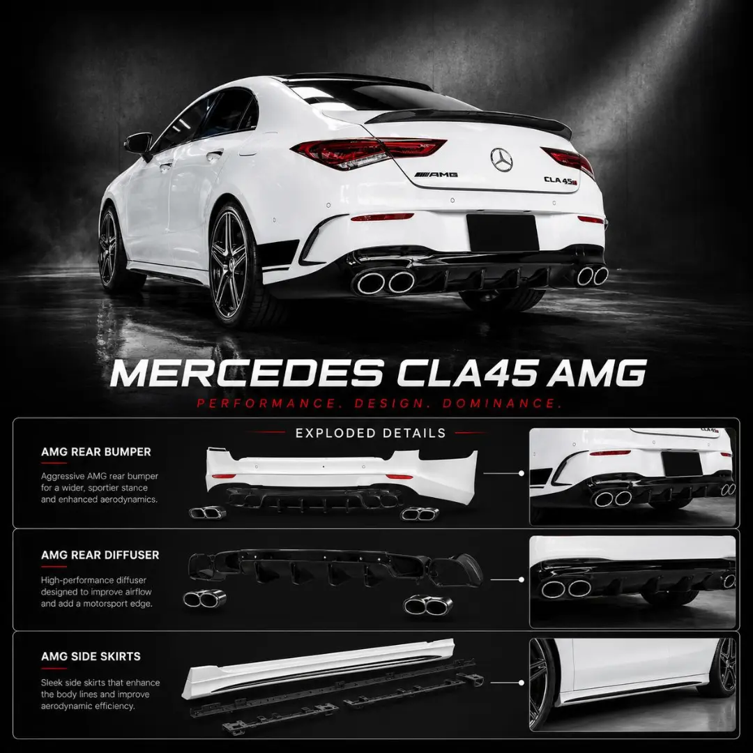 Mercedes CLA45S AMG Full Conversion Bodykit With Installation (2019-2025) CLA180 / CLA200 / CLA250 C118 - Image 3