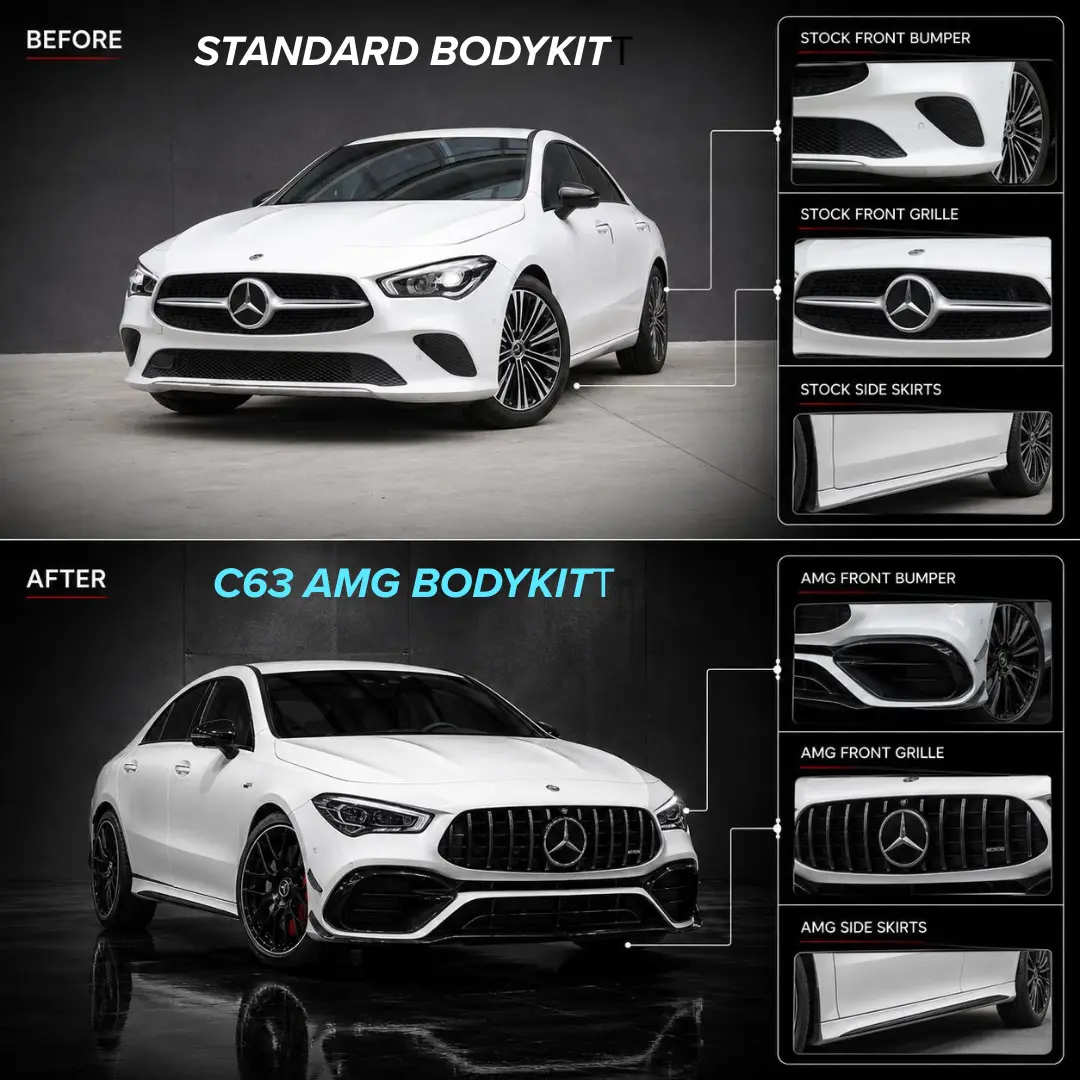 Mercedes CLA45S AMG Full Conversion Bodykit With Installation (2019-2025) CLA180 / CLA200 / CLA250 C118 - Image 4
